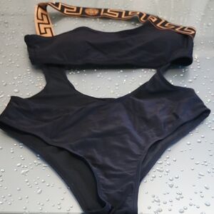 Authentic Versace Black and Gold Women's One-Piece Swimsuit